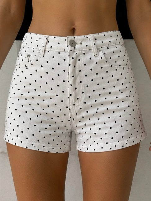 Stretch short polkadot - denim wit