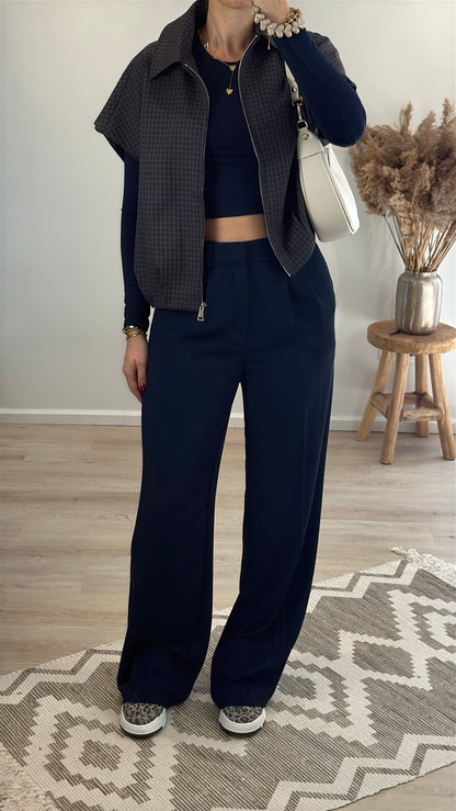 Wide leg pantalon - blauw