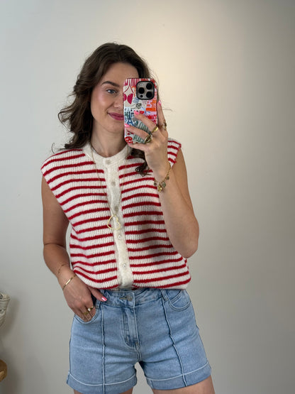 Gestreepte knit top - rood