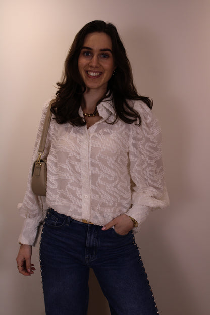 Blouse met ballon mouw - creme