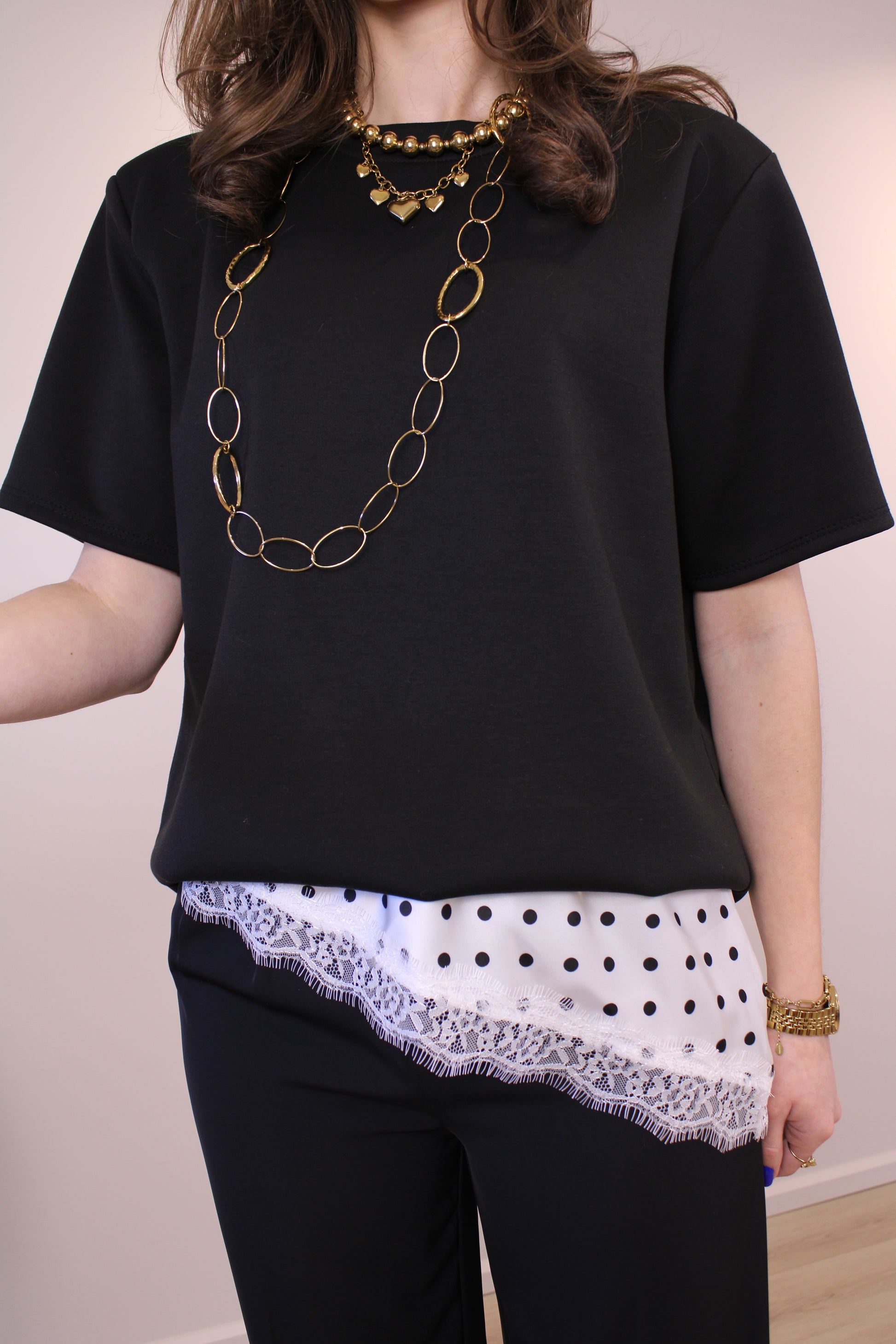 Polkadot top - wit zwart - At Styles