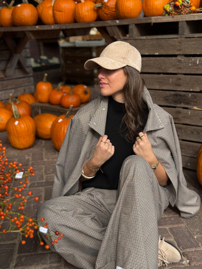 Plooi pantalon - geruit bruin