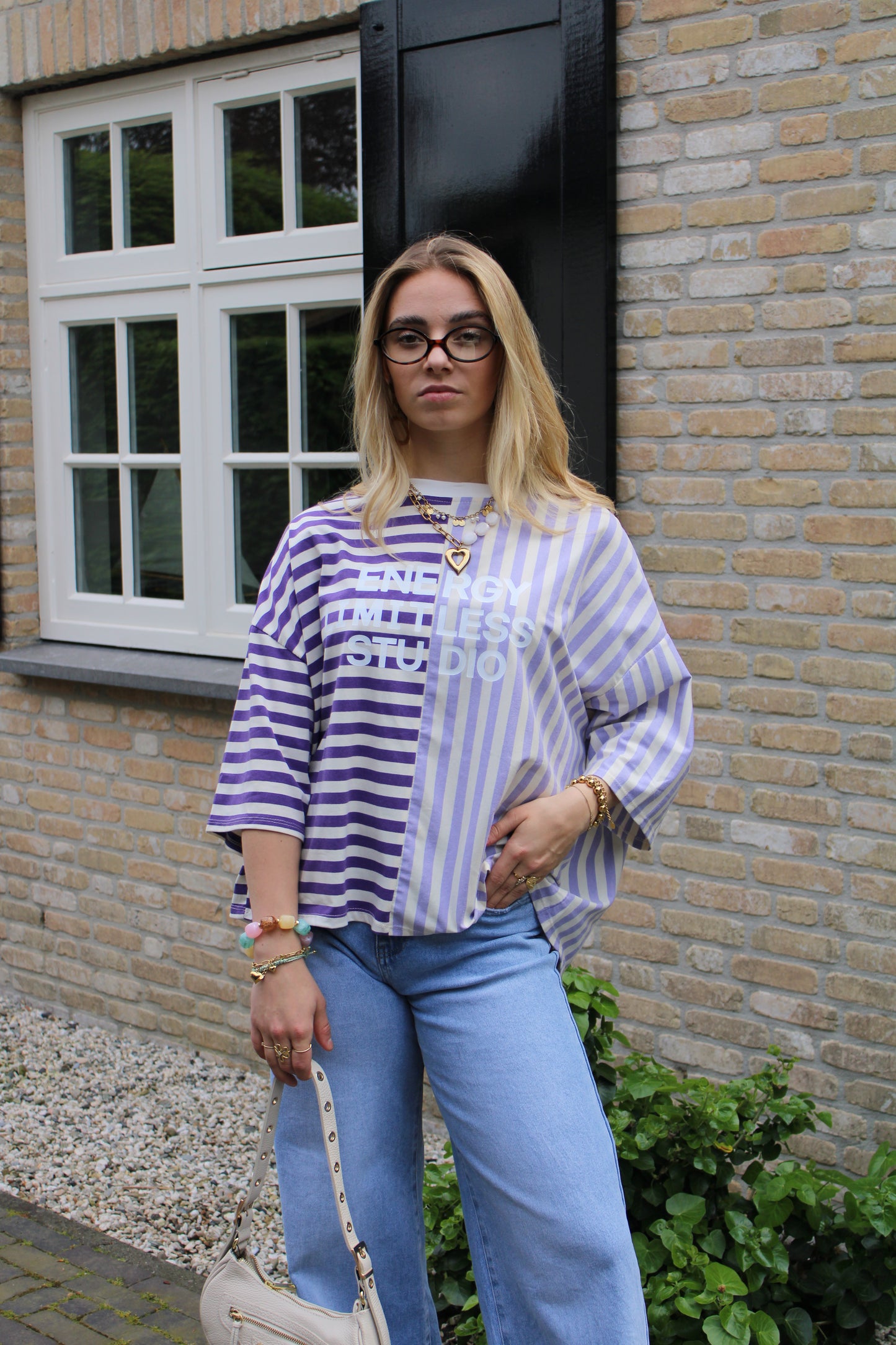 Gestreept studio shirt - lila - At Styles