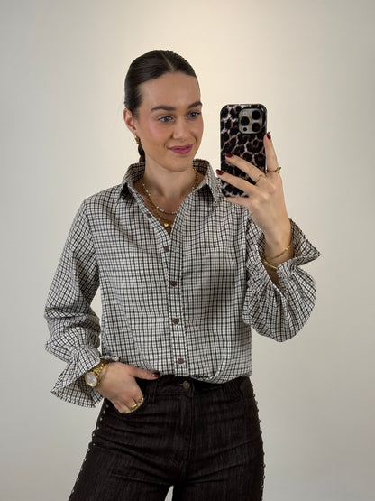 Geruite blouse - bruin