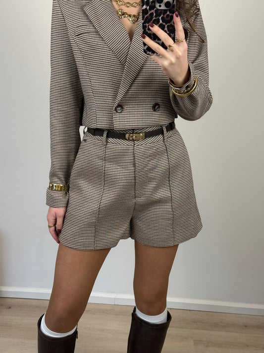 Geruite short - bruin