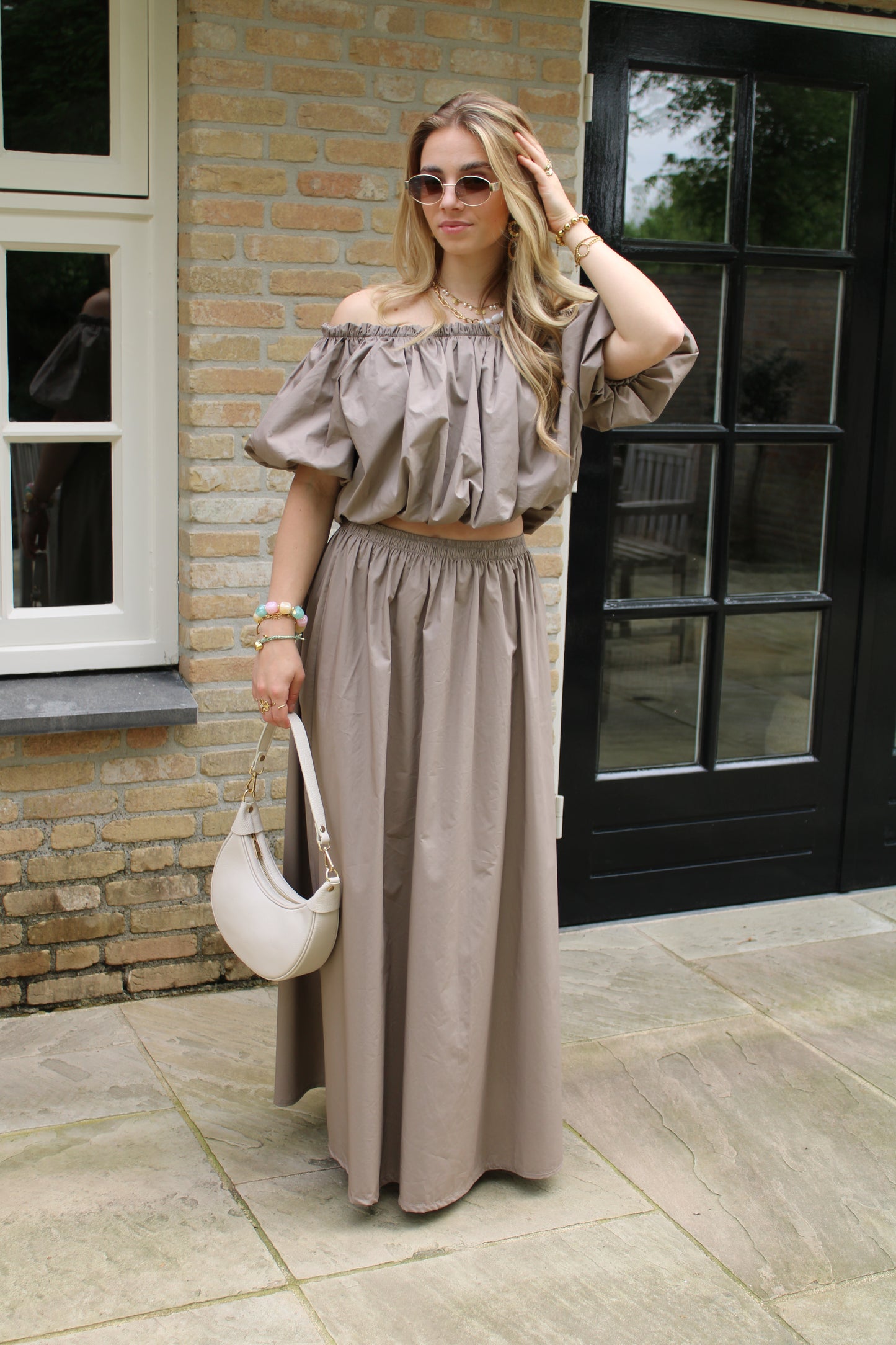 Off shoulder top - taupe