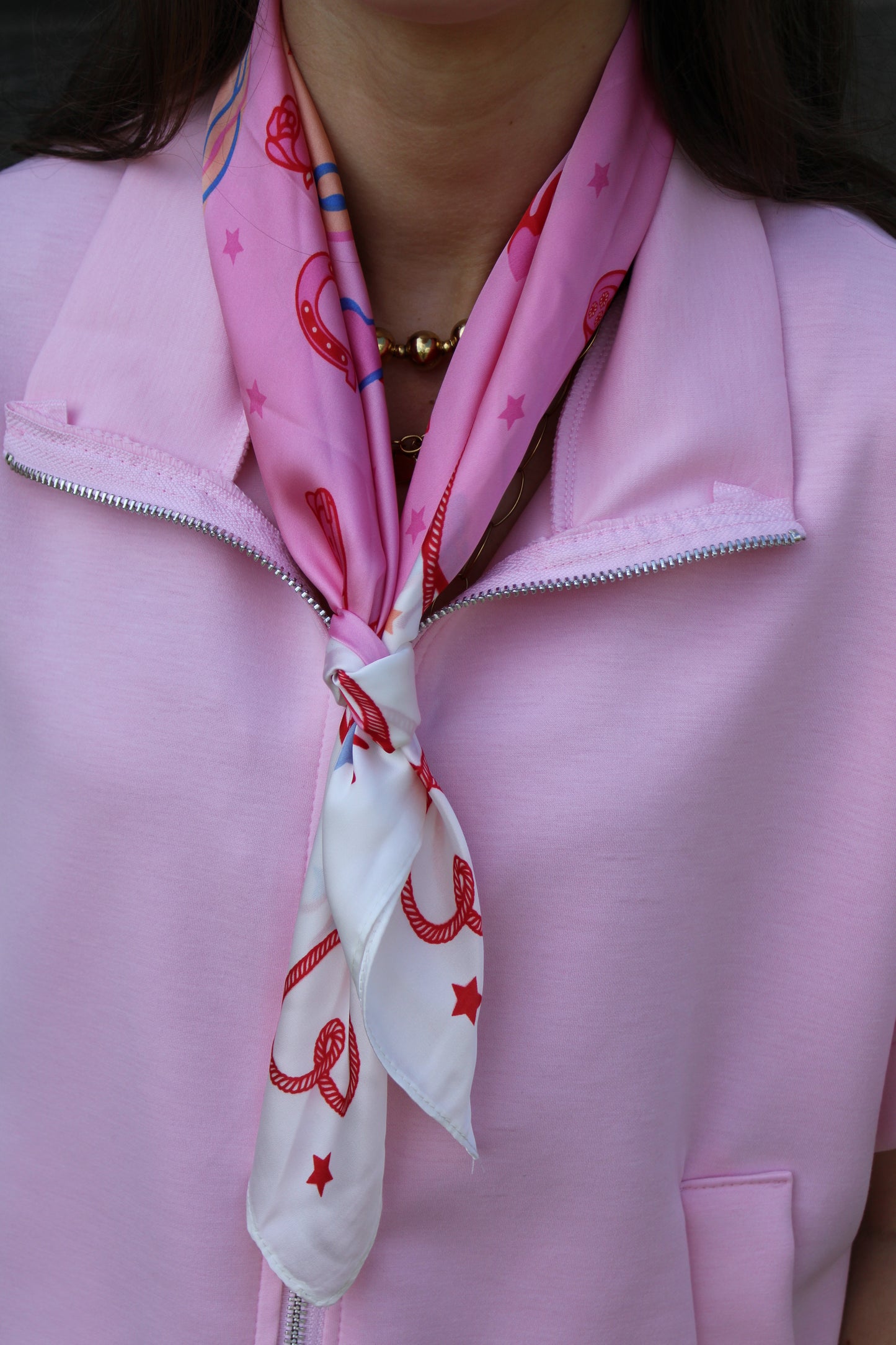 Satijnen sjaaltje - roze/oranje