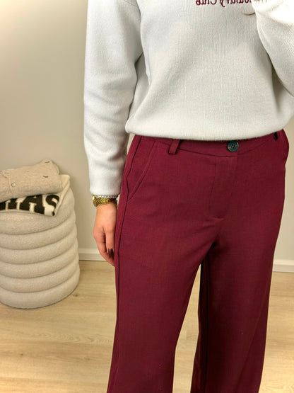 Pantalon met stretch - bordeaux