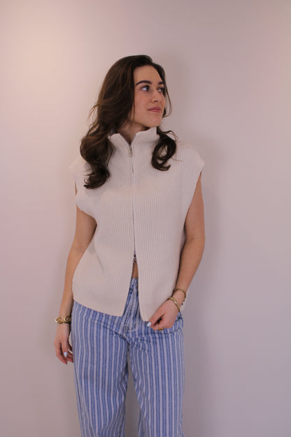 Spencer top/vest met rits - creme - At Styles