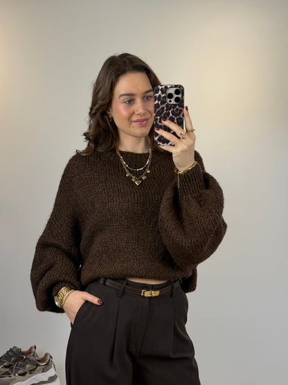 Oversized gebreide trui - bruin