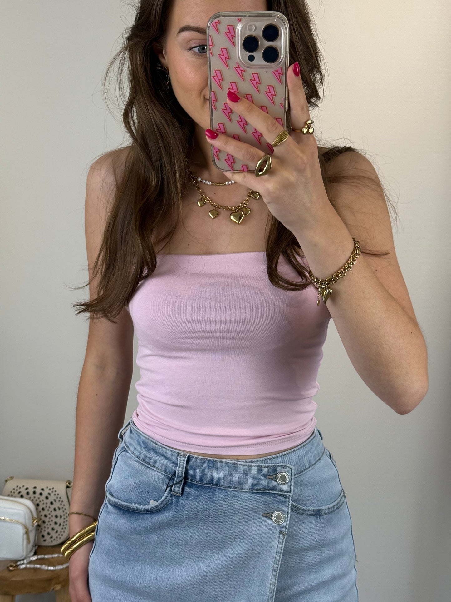 Bandeau tube top - roze/lila