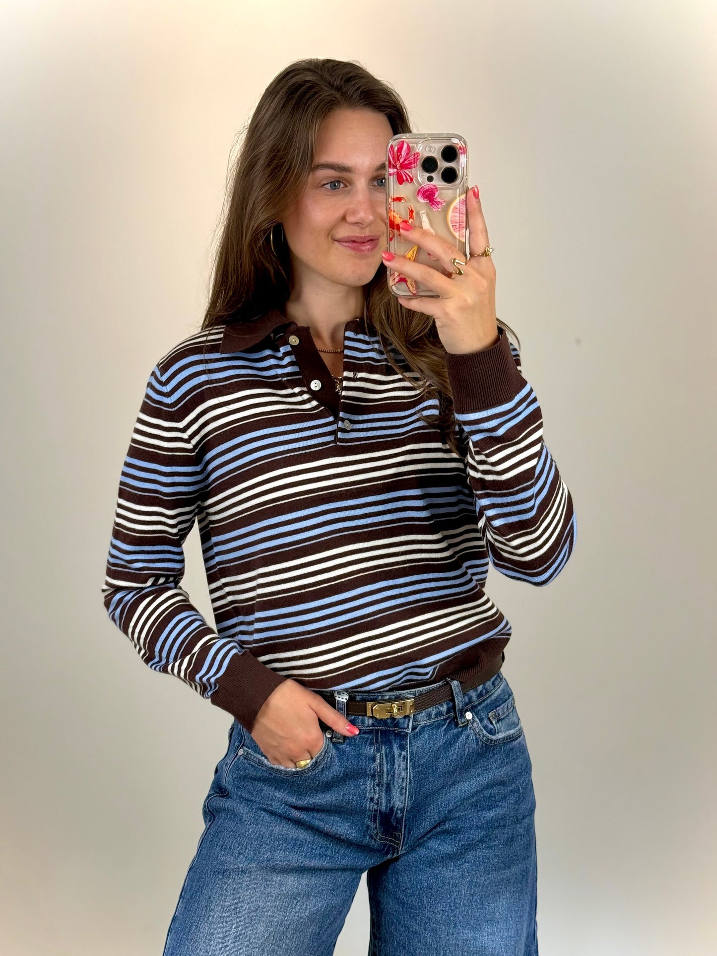 Gestreepte polo top