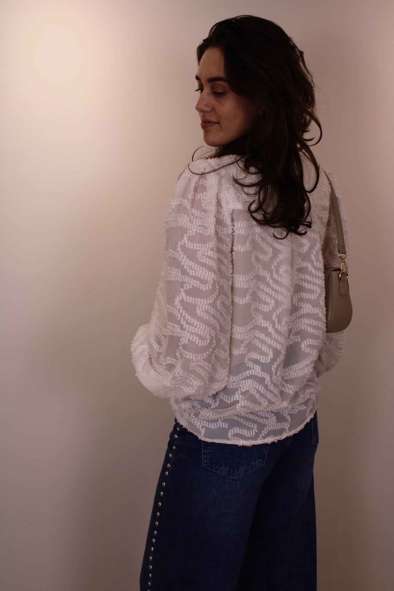 Blouse met ballon mouw - creme