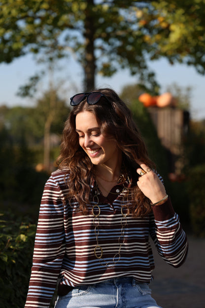 Gestreepte polo top