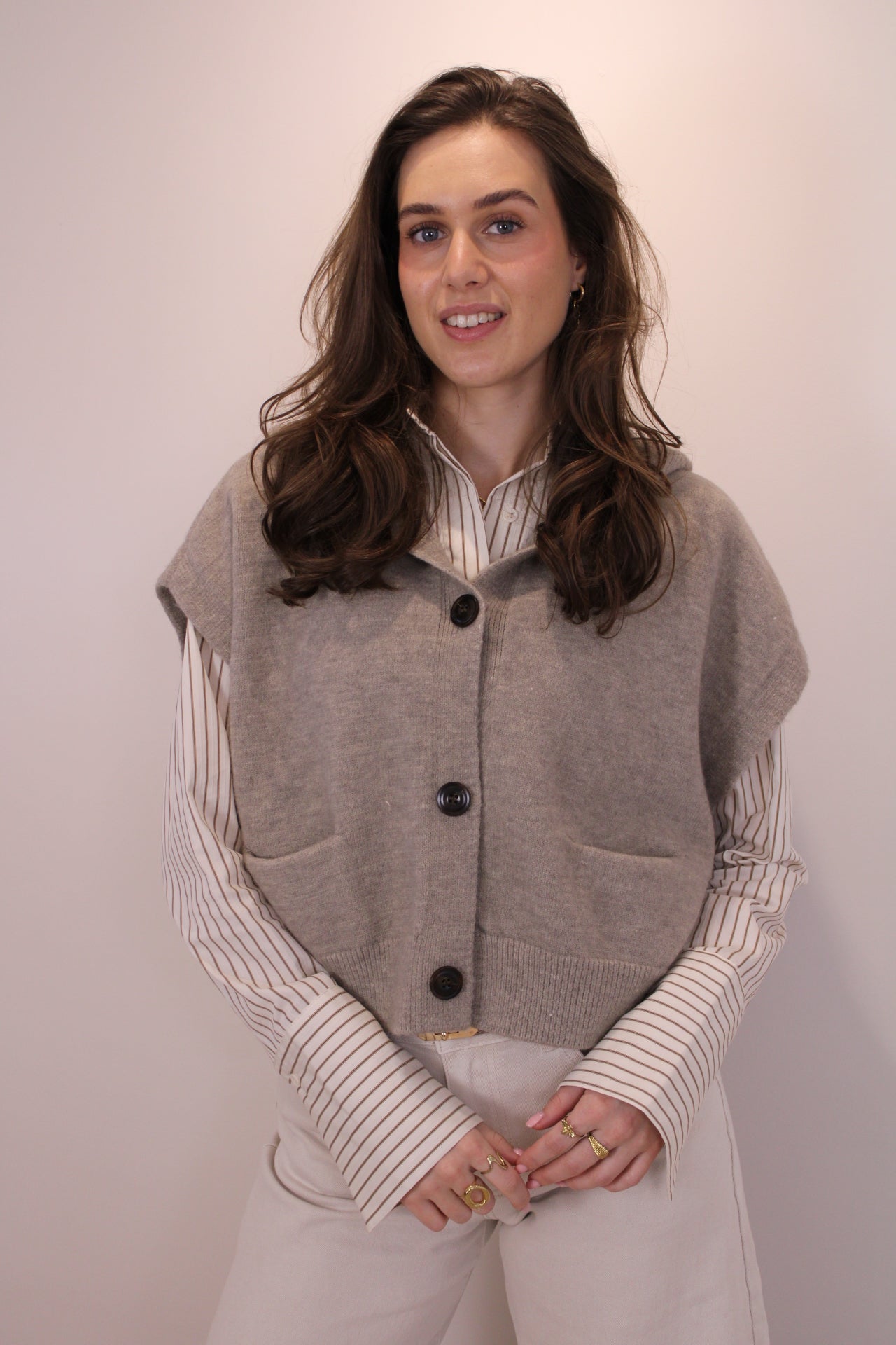 Spencer top/vest met capuchon - taupe - At Styles