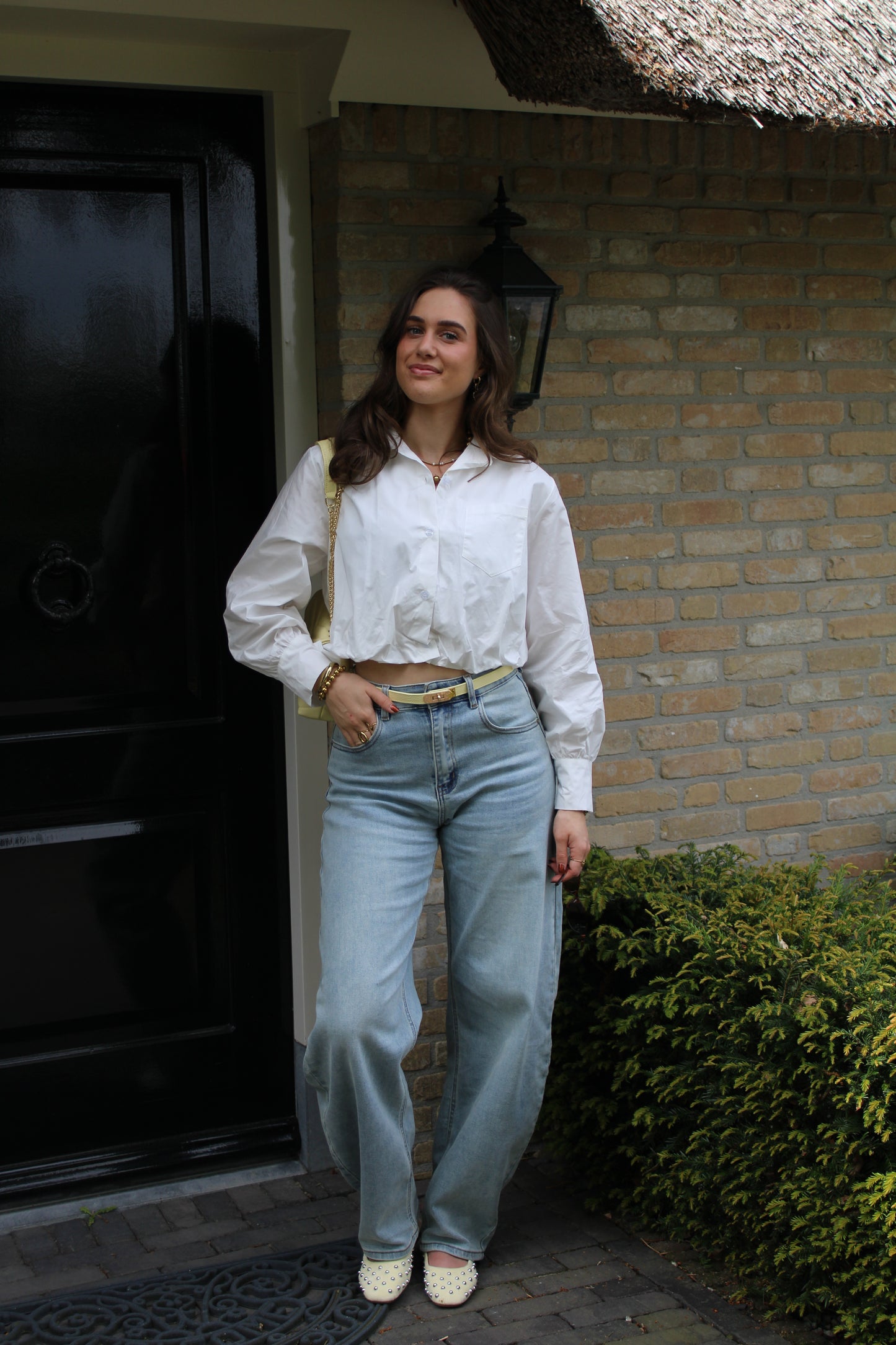 Cropped blouse - wit