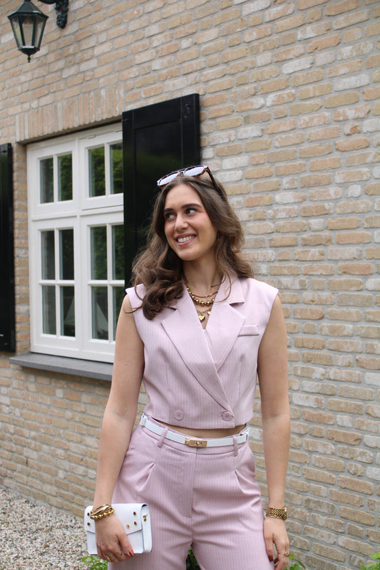 Gilet met krijtstreep - roze