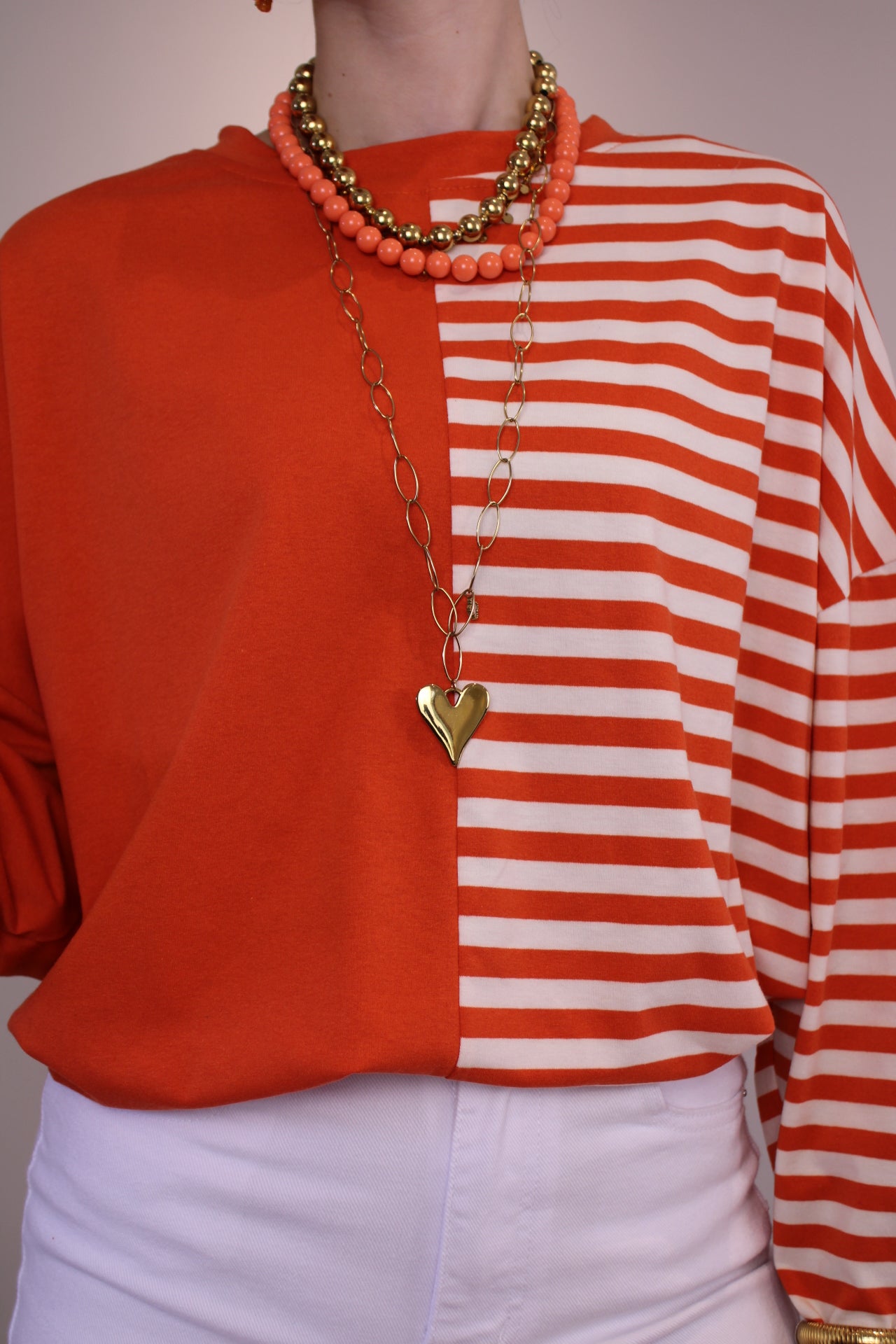 PRE-ORDER Shirt met streep - oranje (di. 31 maart in huis) - At Styles