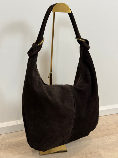 Leren suede tas/shopper Suez - bruin