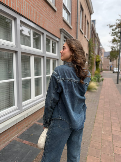 Denim blouse/jasje met veter