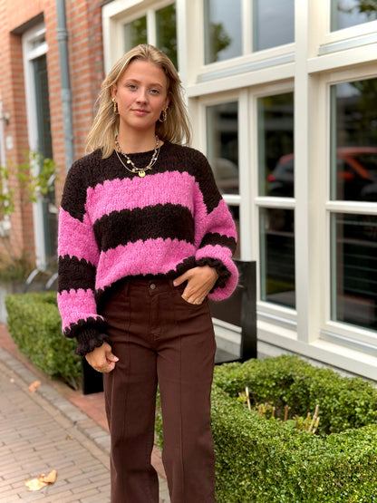 Gebreide trui - bruin roze