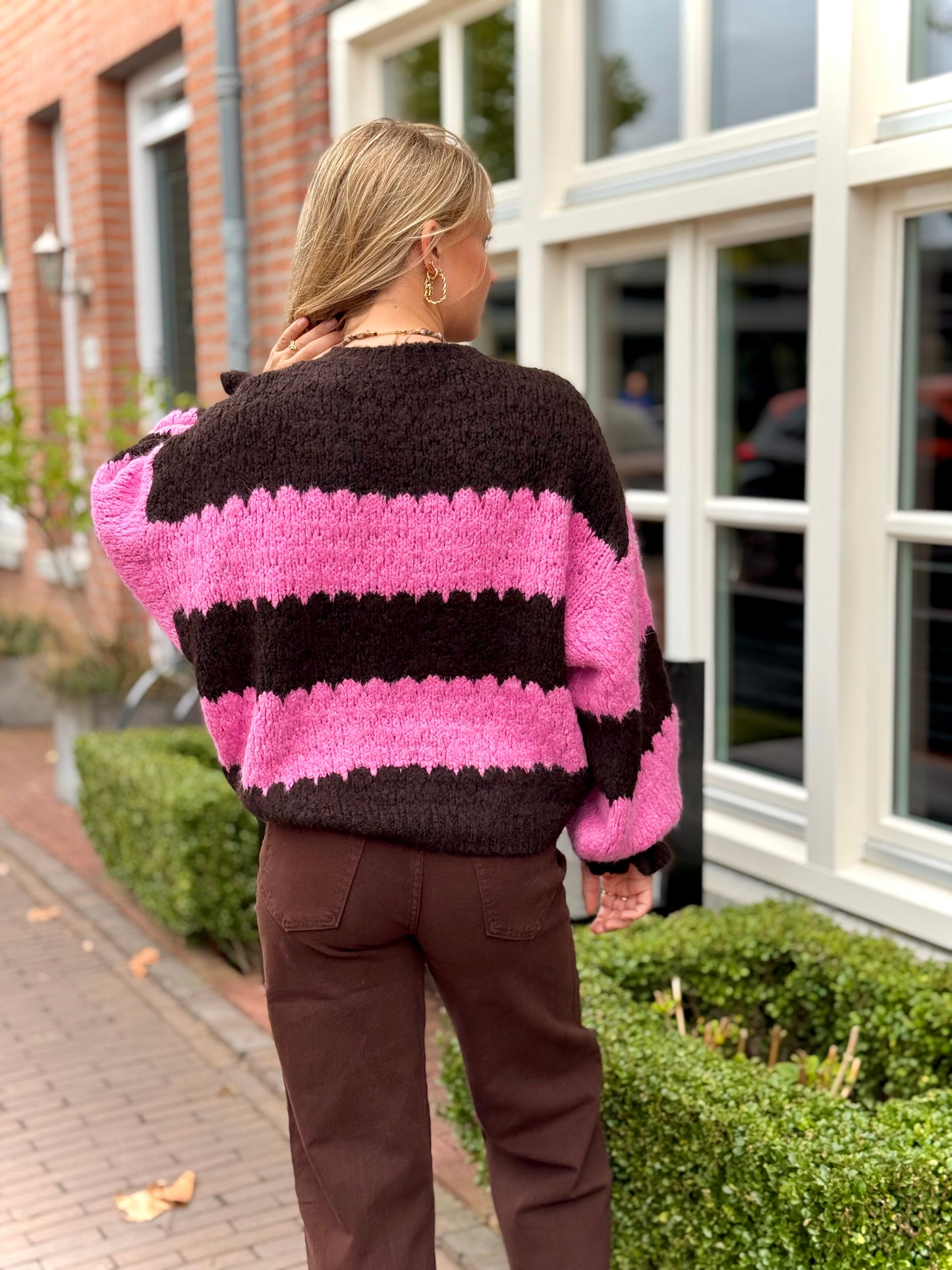 Gebreide trui - bruin roze
