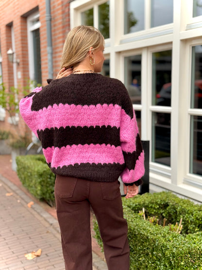 Gebreide trui - bruin roze
