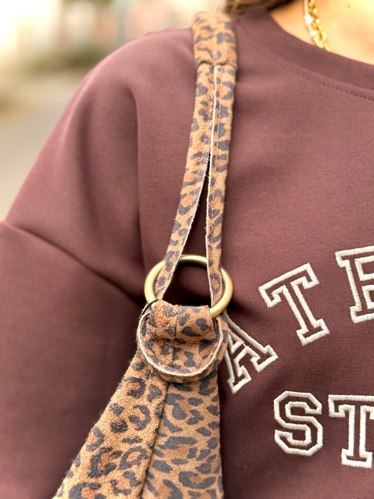 Leren suede tas/shopper Suez - panter - At Styles