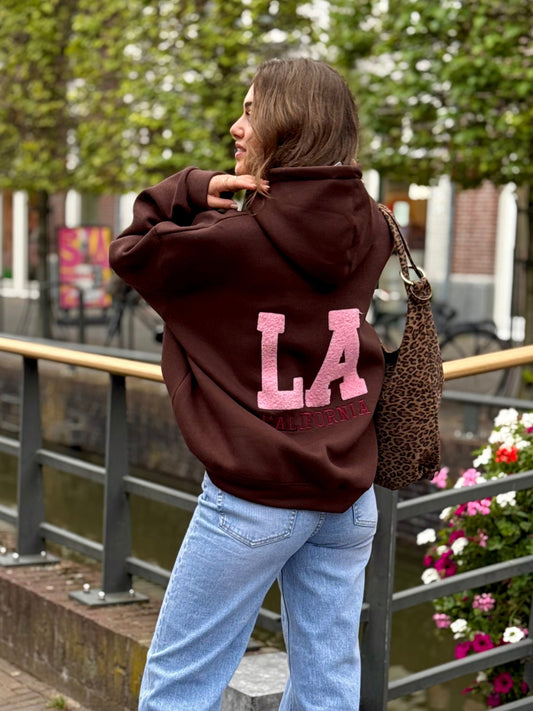 Bruine fleece hoodie/trui - LA