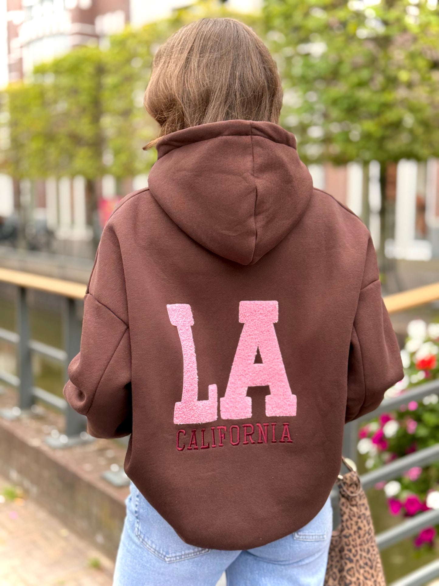 Bruine fleece hoodie/trui - LA