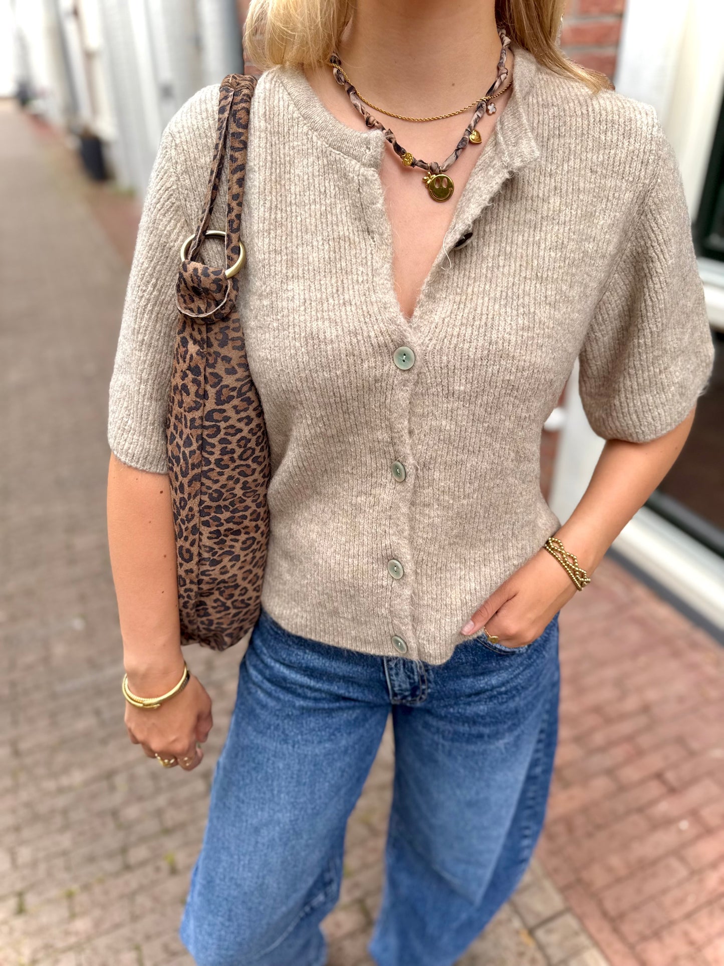 Leren suede tas/shopper Suez - panter - At Styles