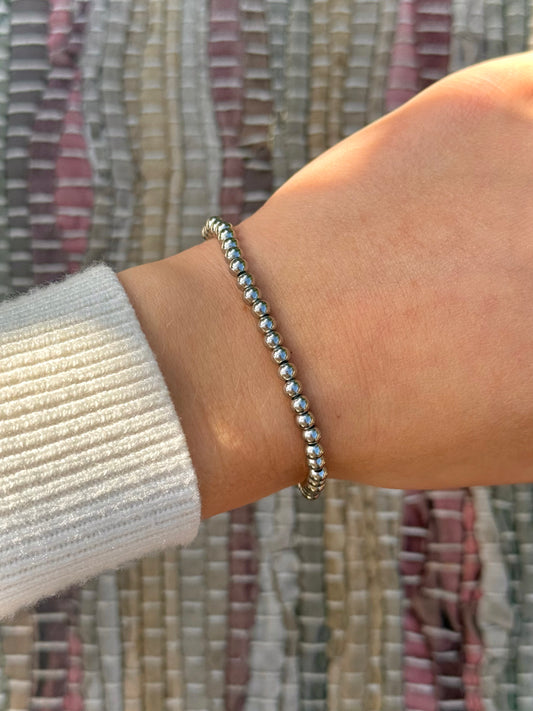 Elastiek kralen armband - zilver