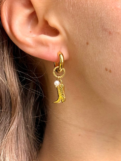 Cowboyboots oorbellen - goud