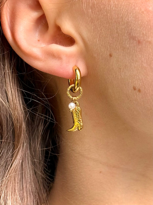Cowboyboots oorbellen - goud
