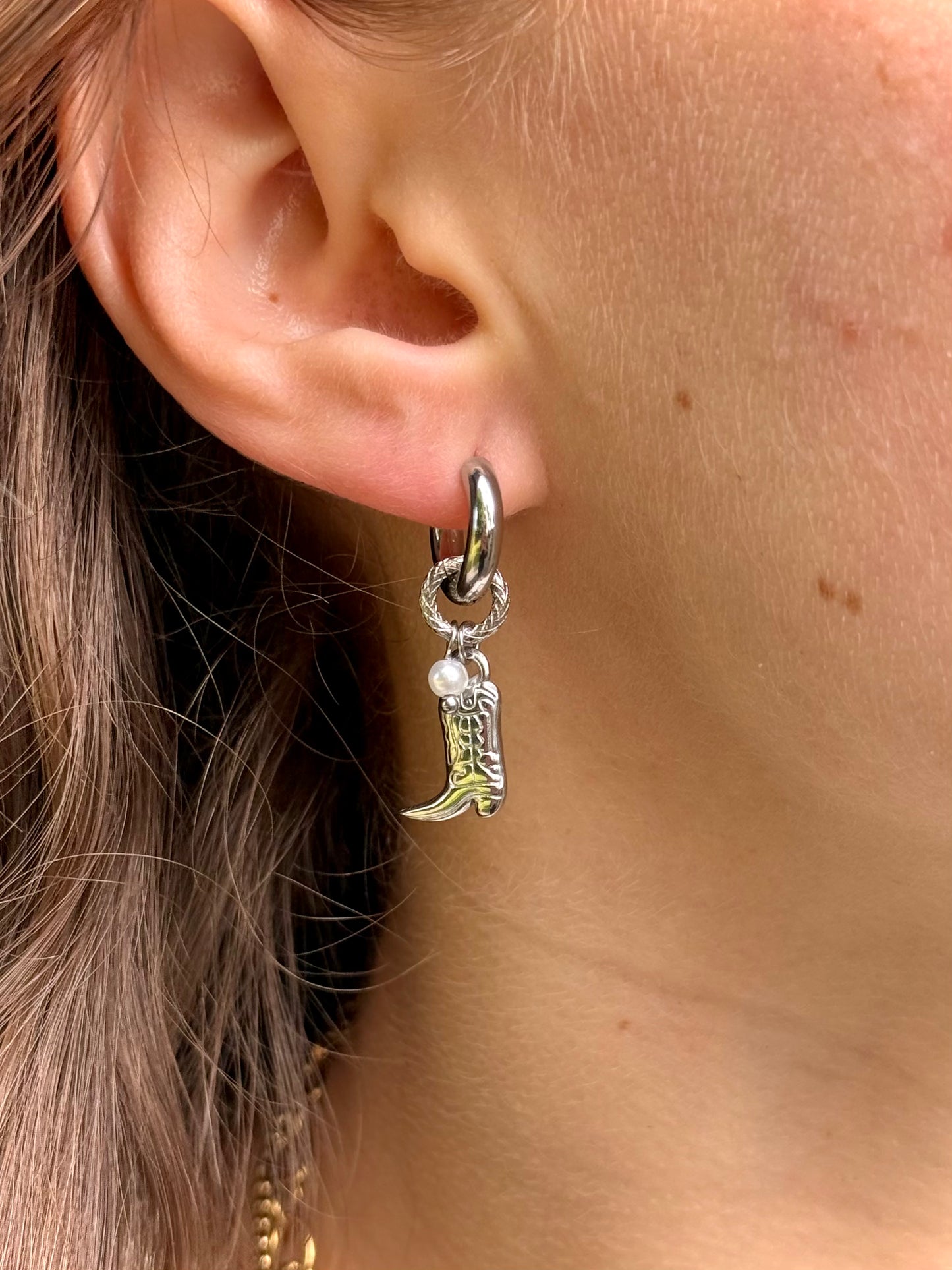 Cowboyboots oorbellen - zilver