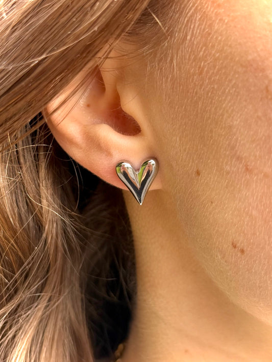Hart knopjes oorbellen - zilver