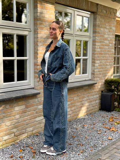 Denim blouse/jasje met veter