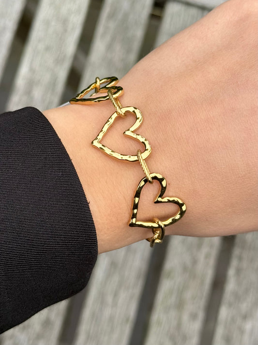 Armband big hearts - goud