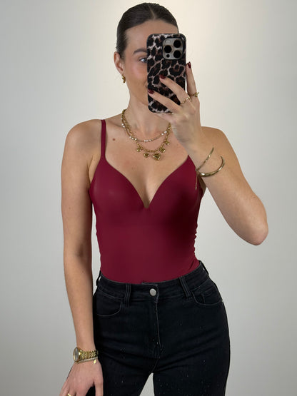 Seamless shaping body met cups - bordeaux