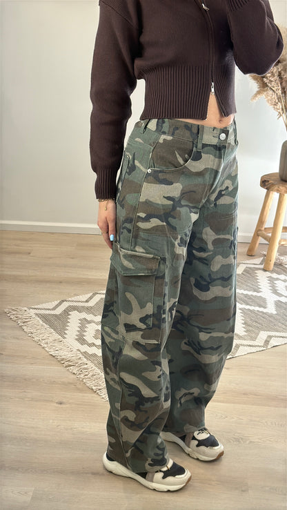 Army barrel jeans - camouflage