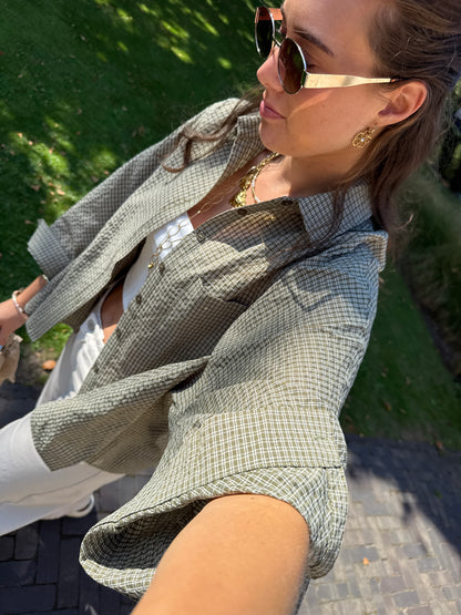 Oversized geruite blouse - groen