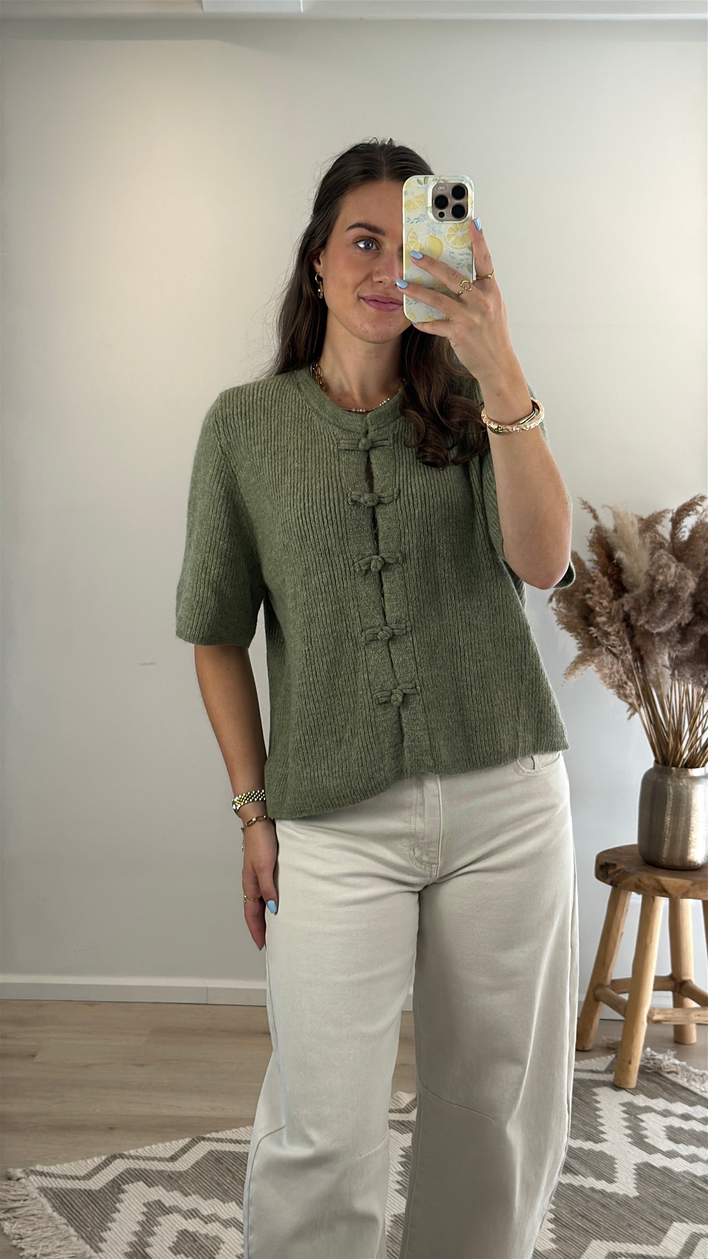 Cozy mandarin top - groen