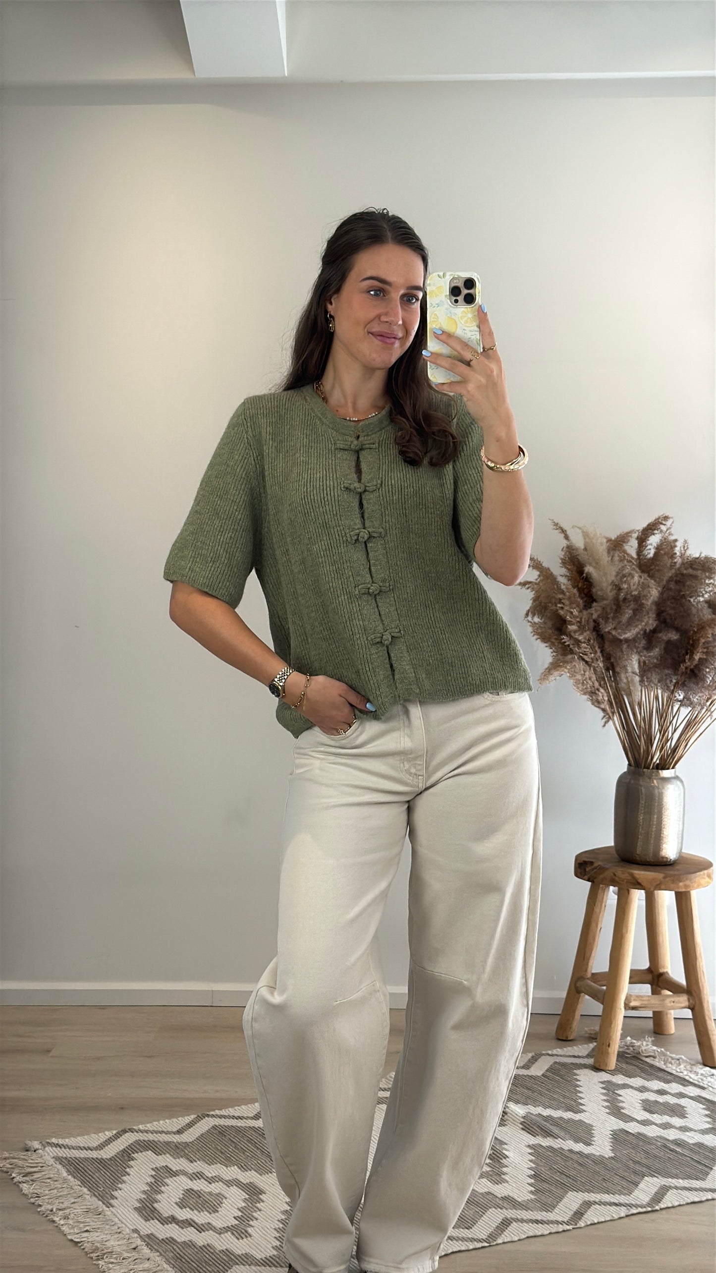Cozy mandarin top - groen