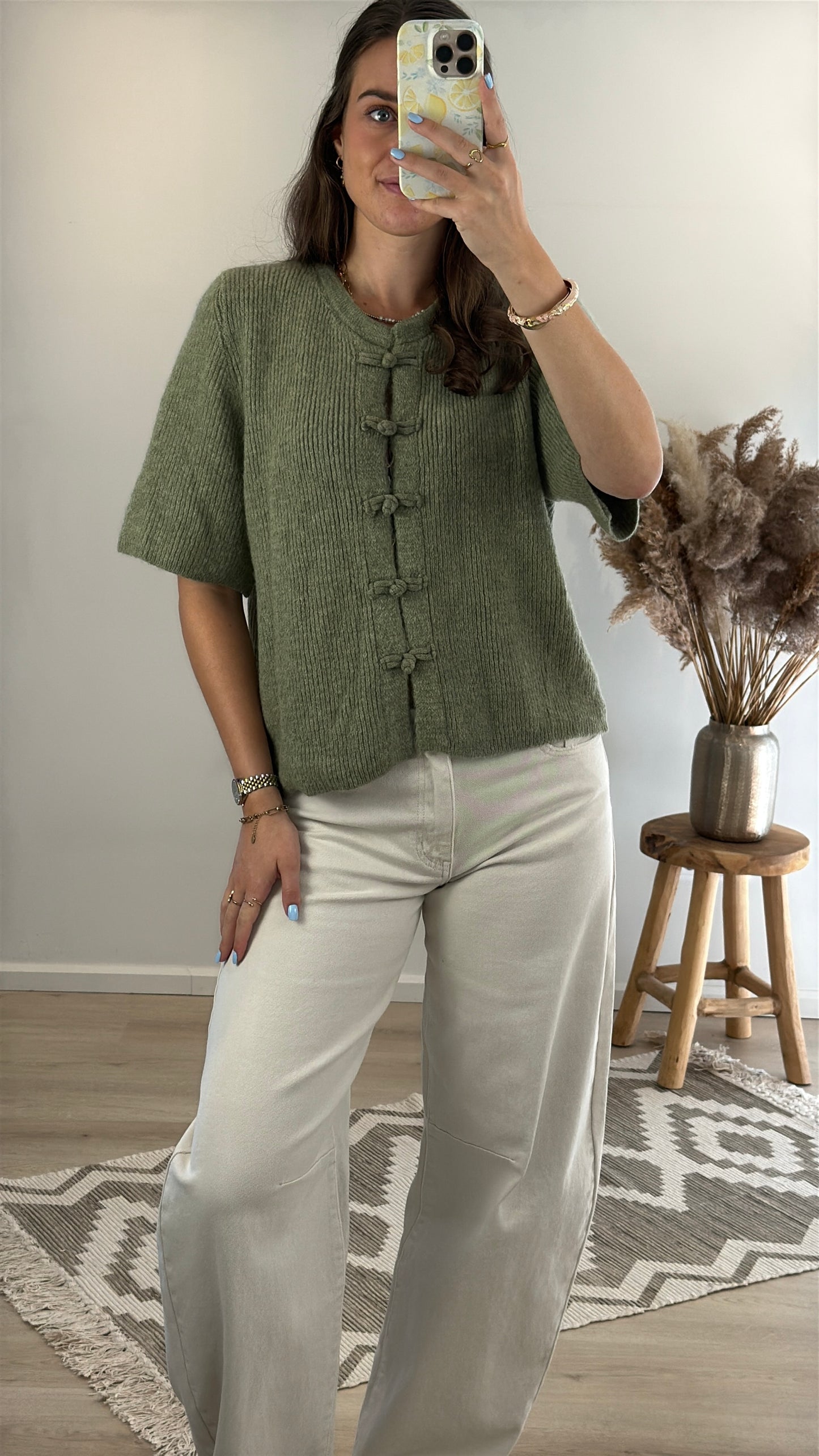 Cozy mandarin top - groen