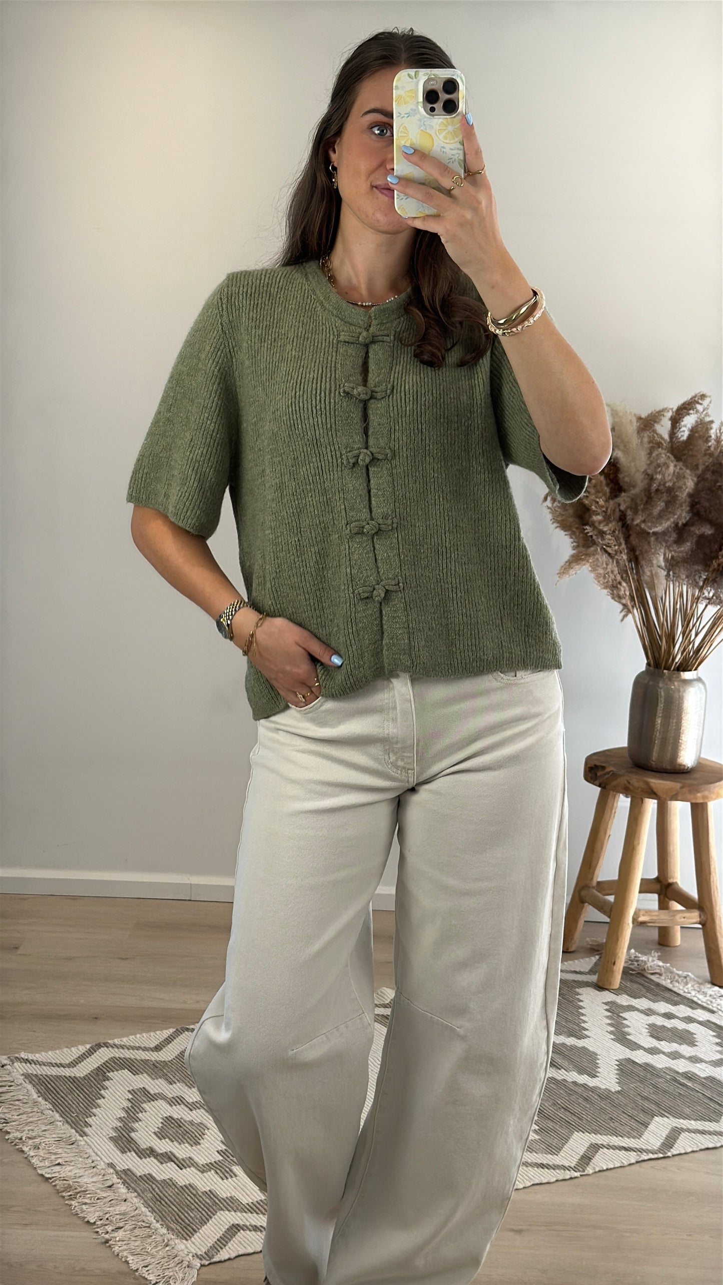 Cozy mandarin top - groen