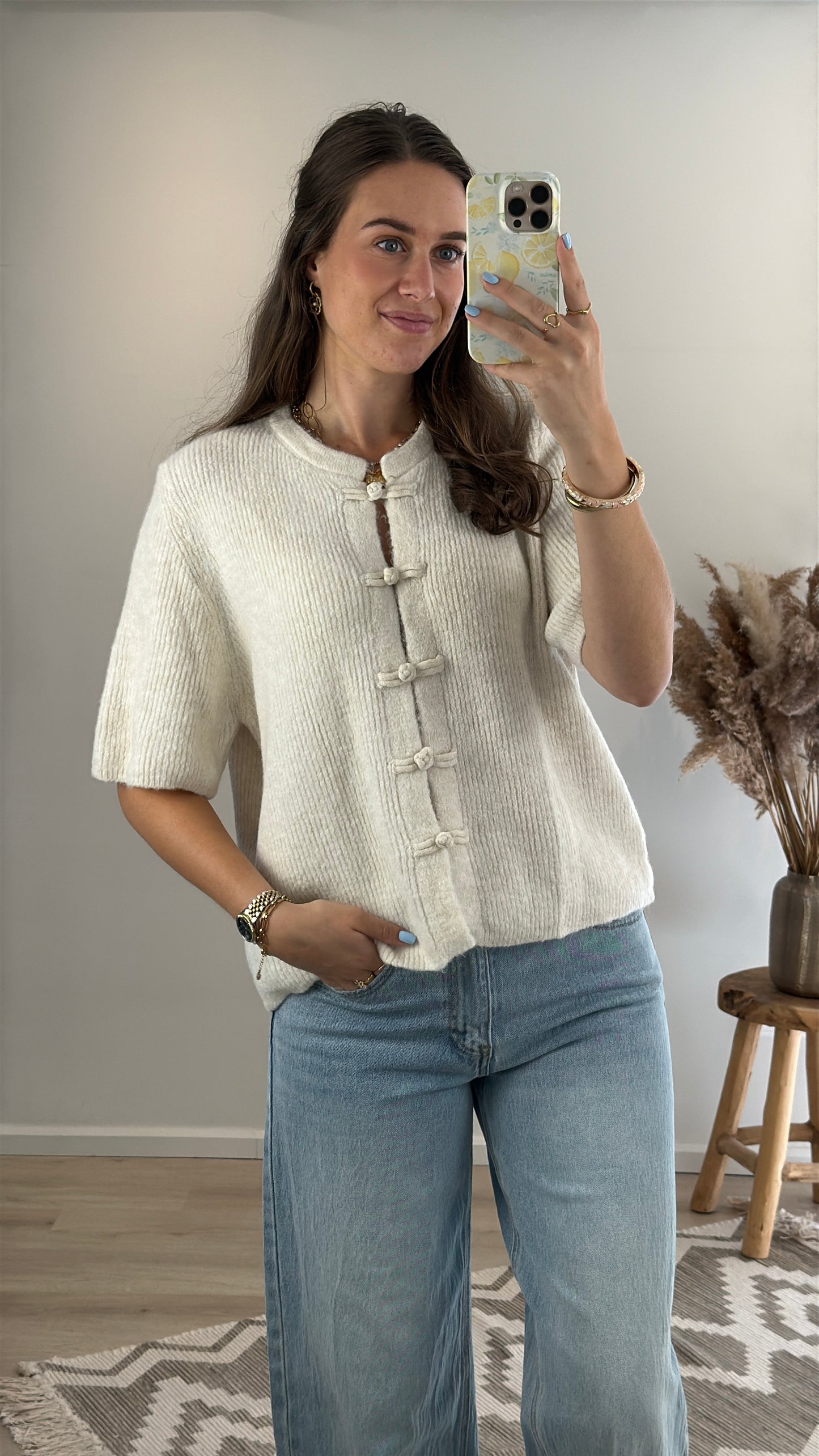 Cozy mandarin top - beige