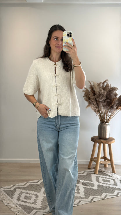 Cozy mandarin top - beige