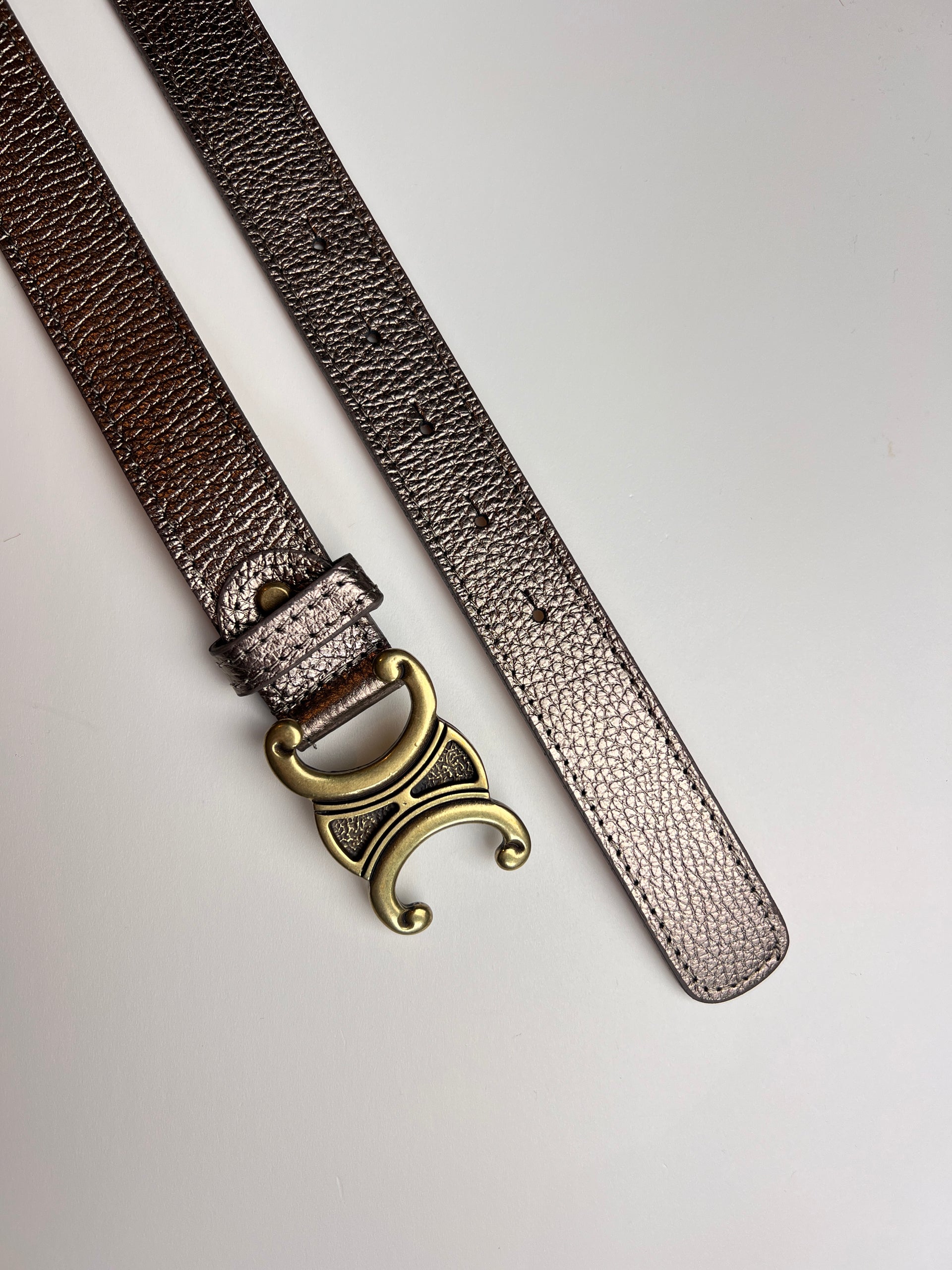 Take It Leren Riem 1.5 cm Metallic Blauw