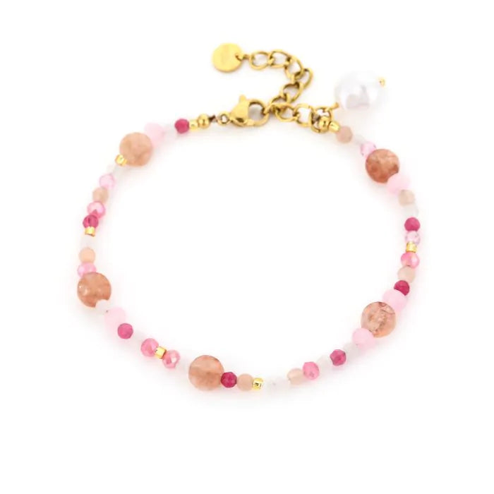 Kralen armband - multi roze