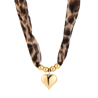 Panter ketting met hart - goud